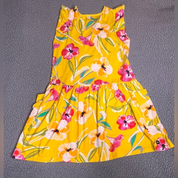 Tea Flutter Sleeve Pocket Dress Yellow With Floral Print Little Girls Size 16 - Picture 6 of 6